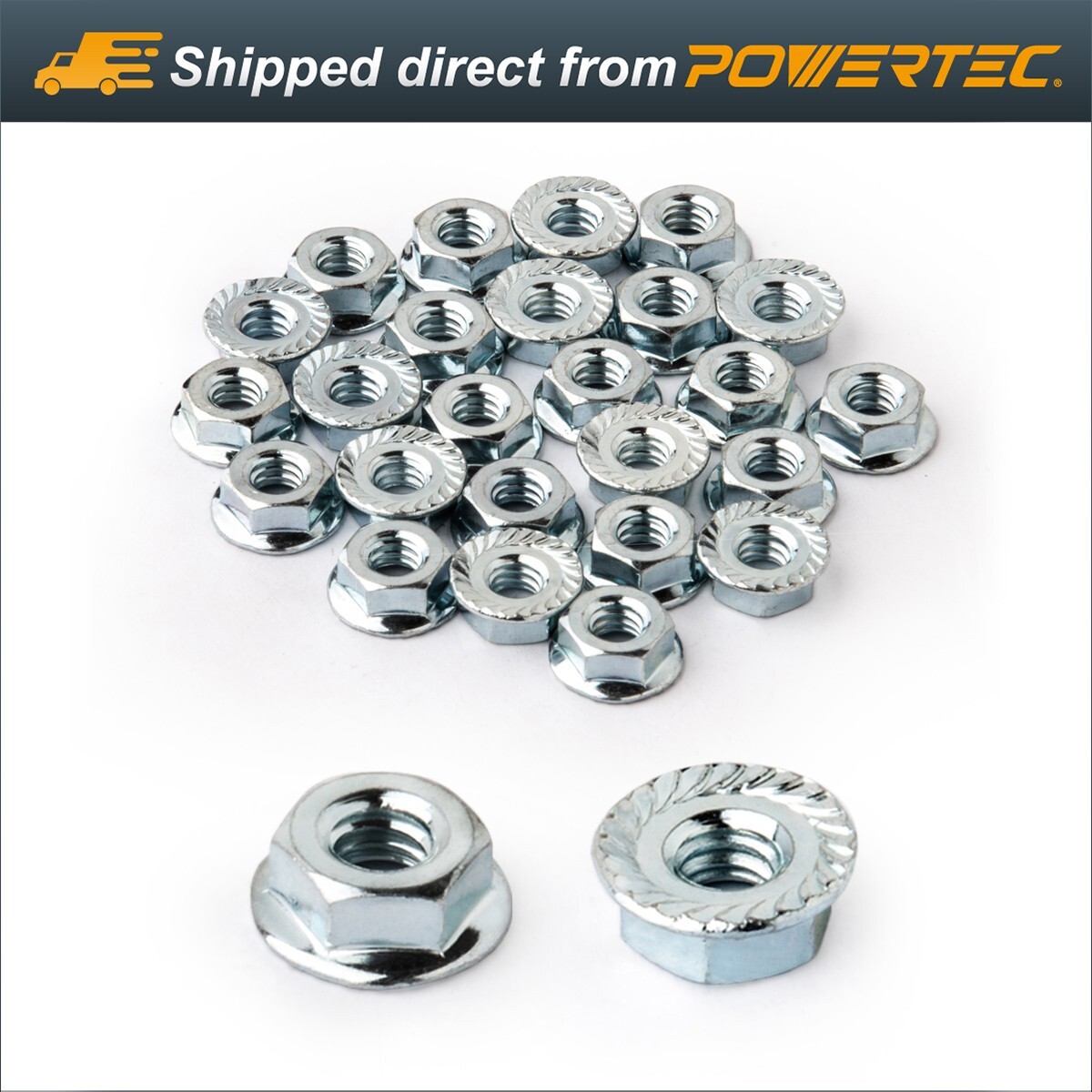 POWERTEC 25pcs Hex Flange Nut M12 Machine Screw Nut (QLN1203)