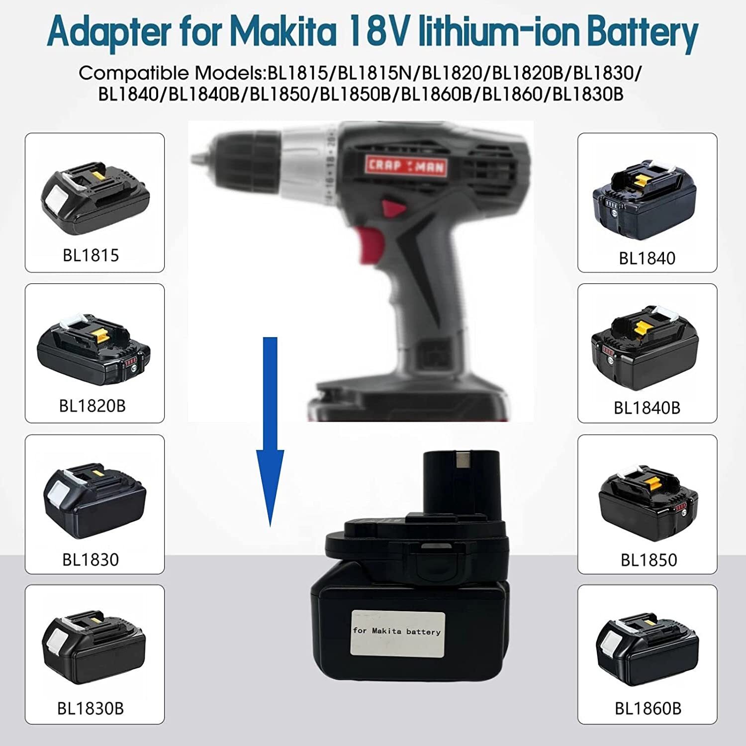 Battery Adapter For Makita 18V Li-ion Battery Convert to For Craftsman 19.2V