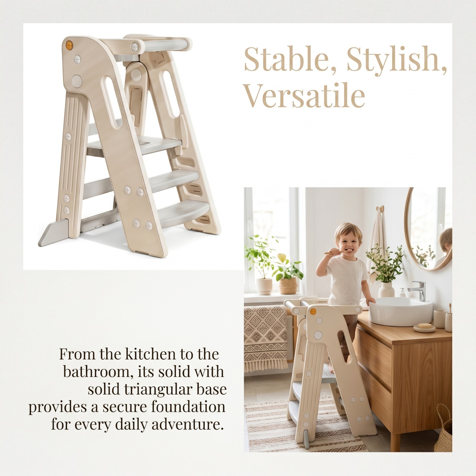 Foldable Toddler Tower Kitchen Step Stool for Kids
