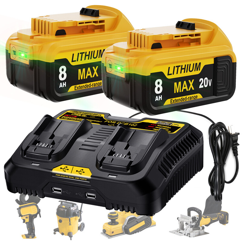 20 Volt for DeWalt 20V Max 8.0AH Lithium Battery/Charger DCB204 DCB200-2 DCB208