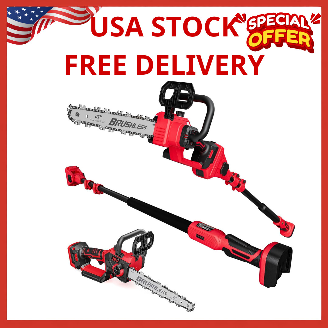 2-IN-1 Cordless 10-Inch Pole Saw And Chainsaw Compatible with Milwaukee M18 1…