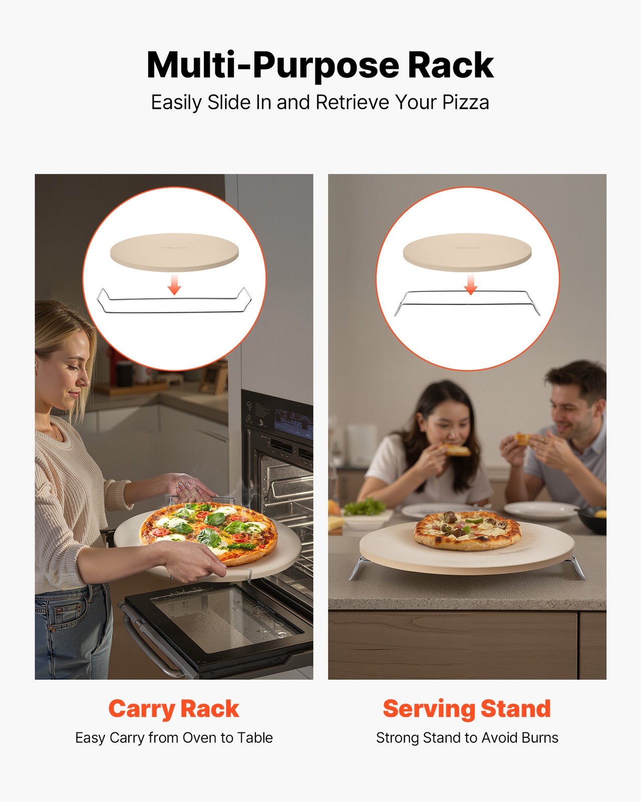 VEVOR Pizza Stone Round/Rectangular Cordierite Baking Stone for Oven & Grilling