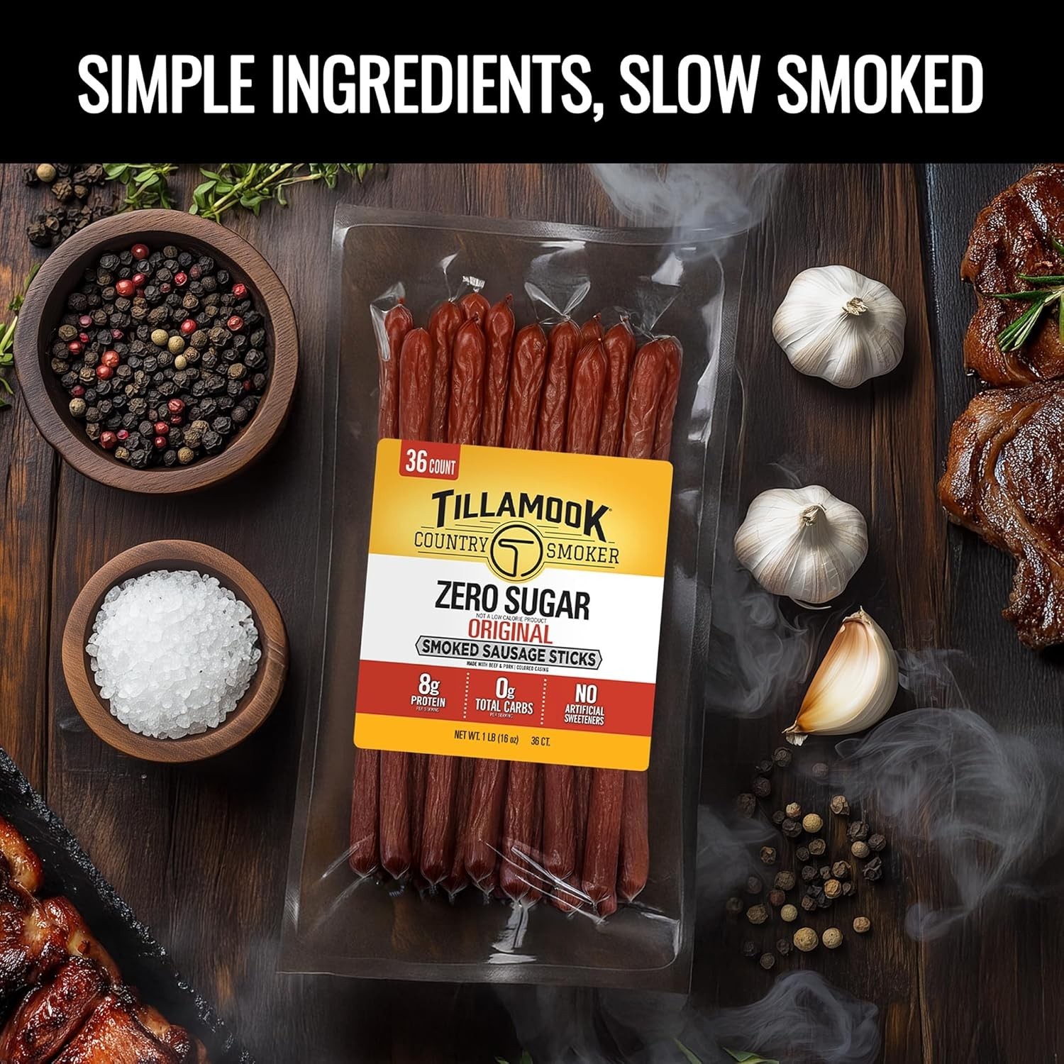 Tillamook Country Smoker – Hunter’s Sausage Meat Sticks 36 ct Bulk-USA