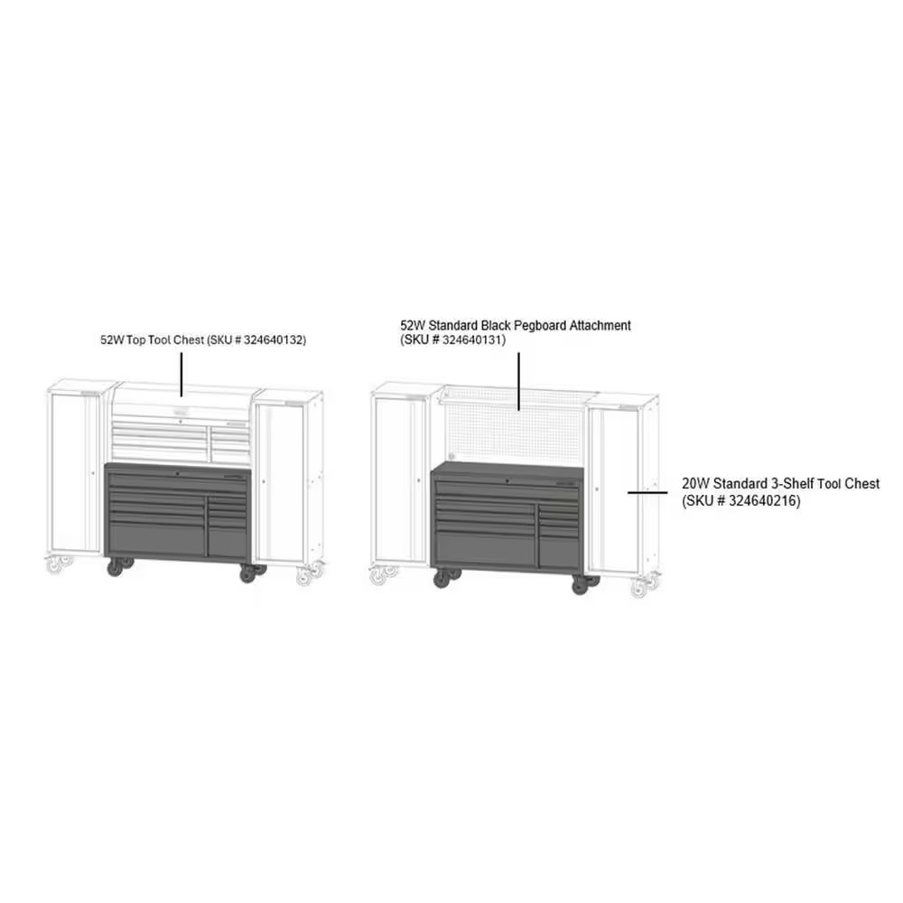 Husky 52 in. x 20 in. Black Mobile Chest Drawer Workbench Cabinet Storage Tool