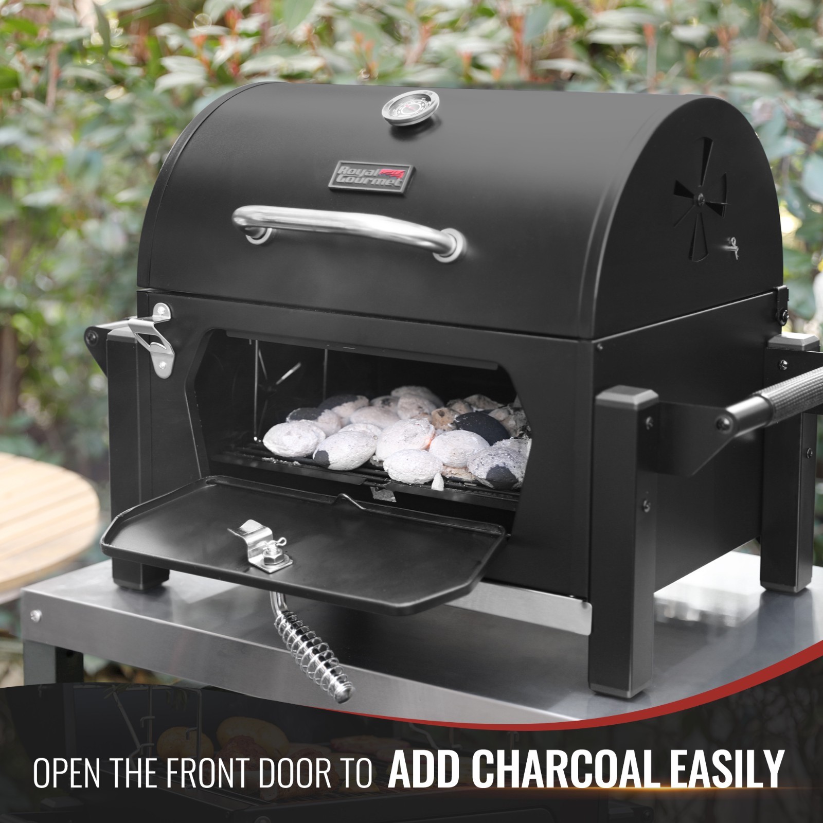 Royal Gourmet Portable Charcoal Grill w/ Side Handle Outdoor Tabletop BBQ Cooker