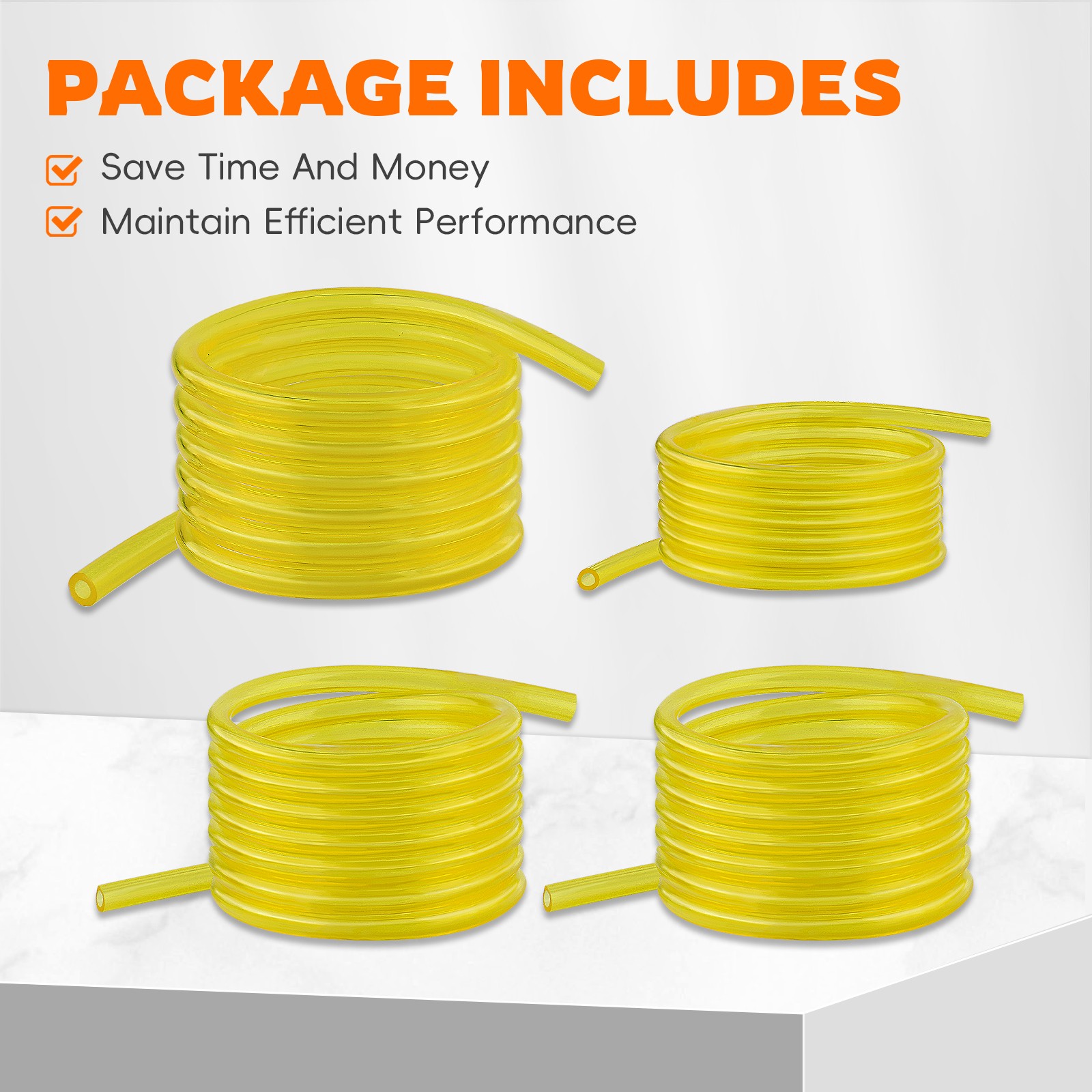 4 Sizes Gas Fuel Line Hose Yellow 32Ft Fuel Tube for 2 Cycle Small Engine