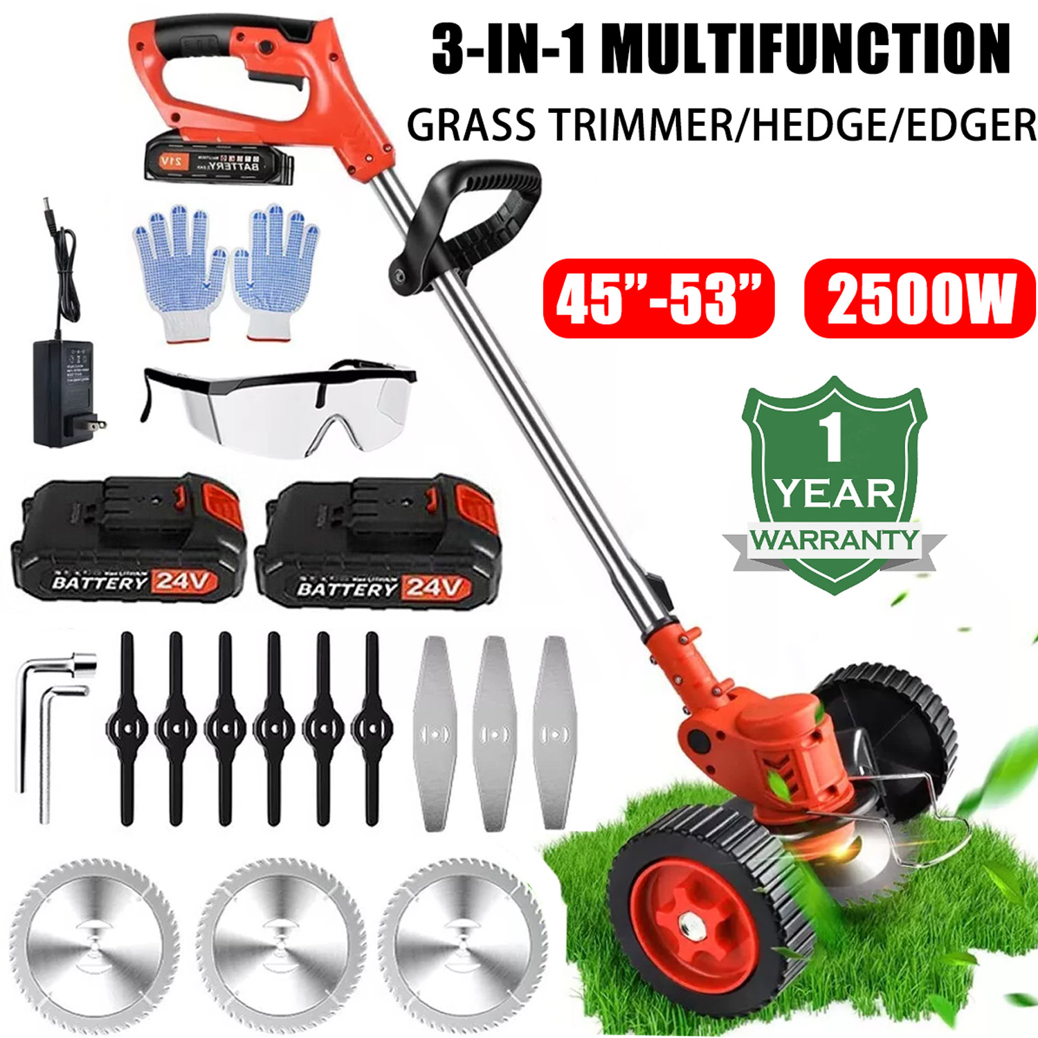 Cordless Electric Weed Lawn Eater Edger Yard Grass String Trimmer Cutter mower