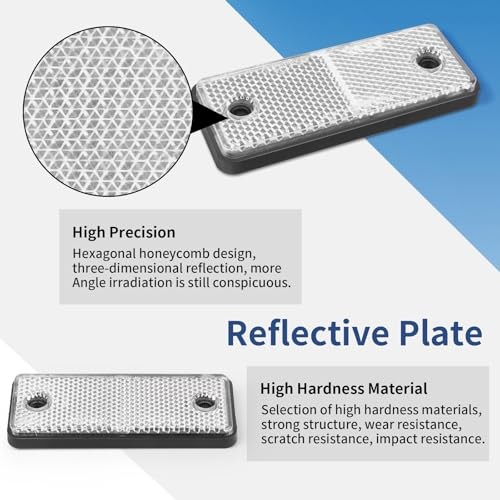 White Screw-On Rectangular Reflectors for Mailbox – 10 Pack