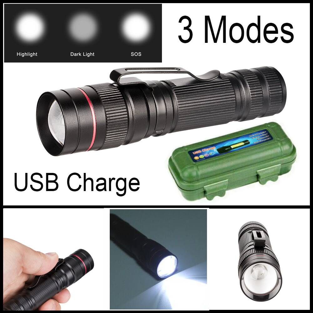 35000000 lumens Small LED Mini Flashlight Pocket Super Bright Torch Rechargeable