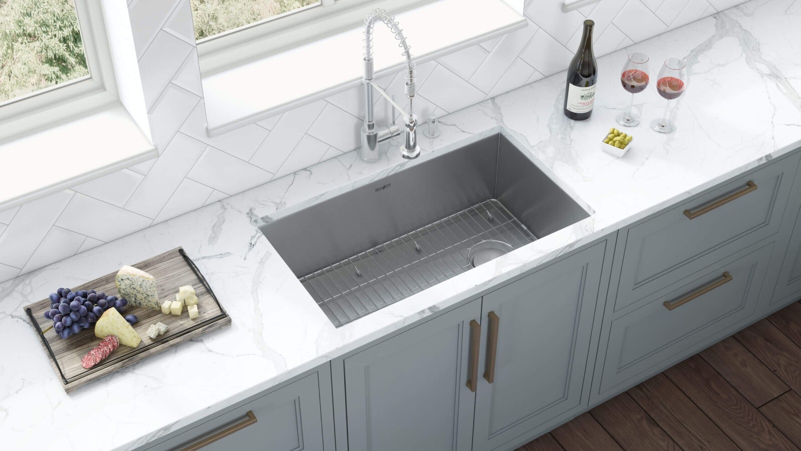 Ruvati 30-inch Slope Bottom Offset Drain Undermount Kitchen Sink – RVH7480