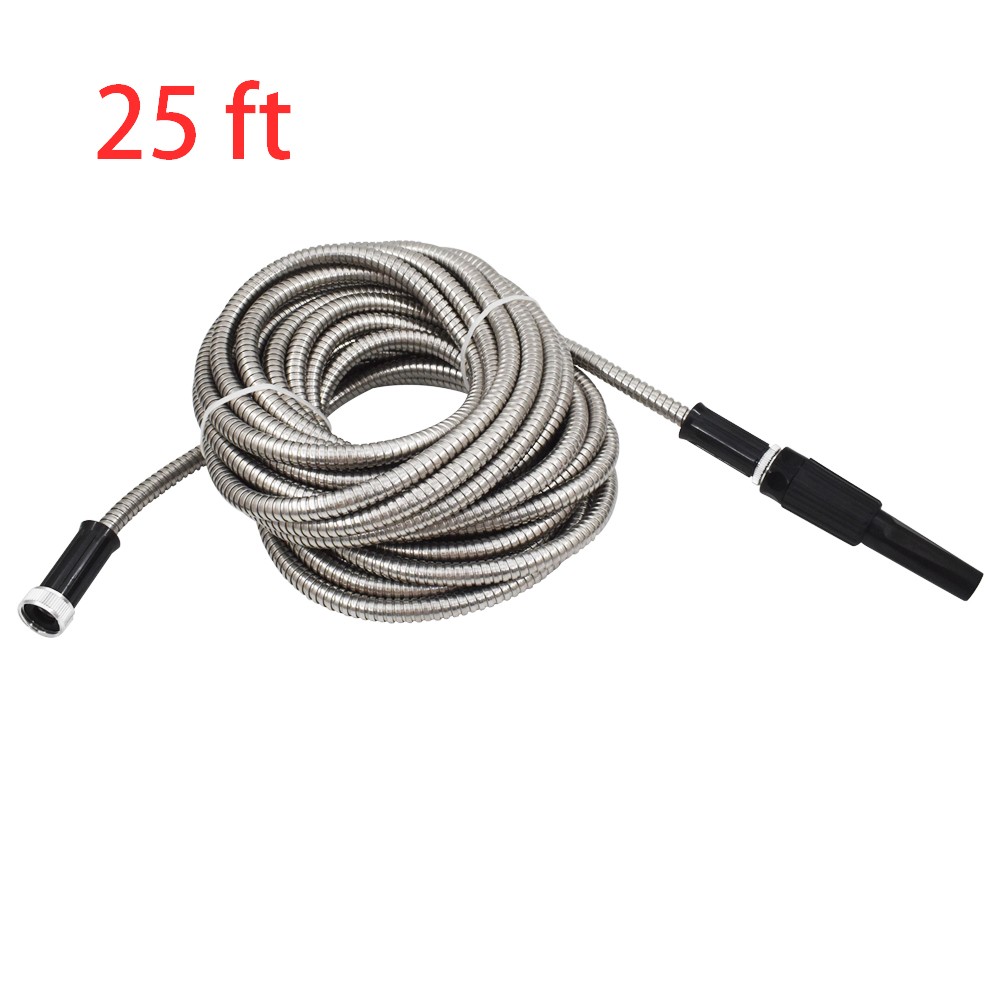 Labwork 25/50/75/100FT Lightweight Stainless Steel Metal Garden Water Hose Pipe