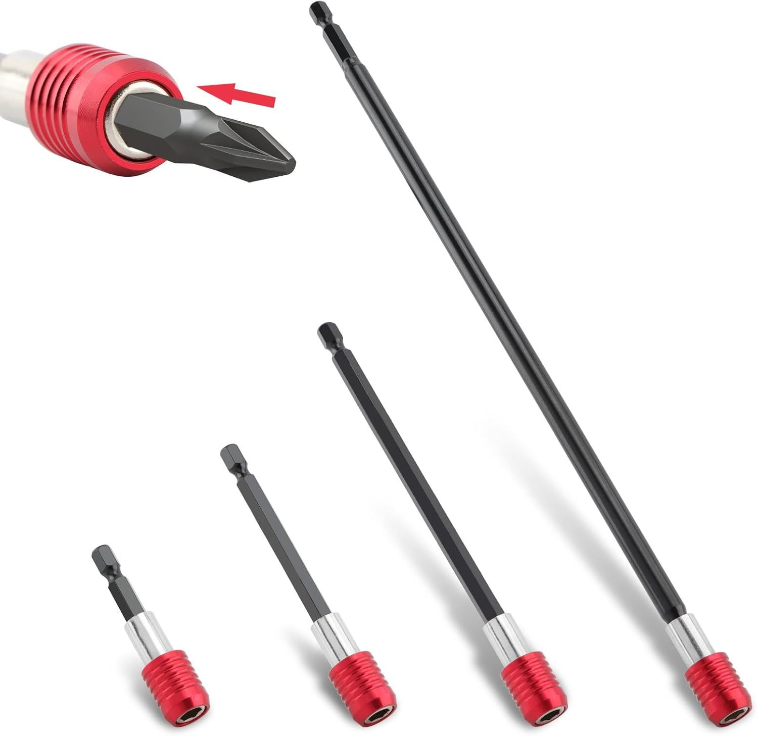 4Pack Magnetic Drill Bit Extension Set 1/4″ Hex Shank Impact Driver Quick Change