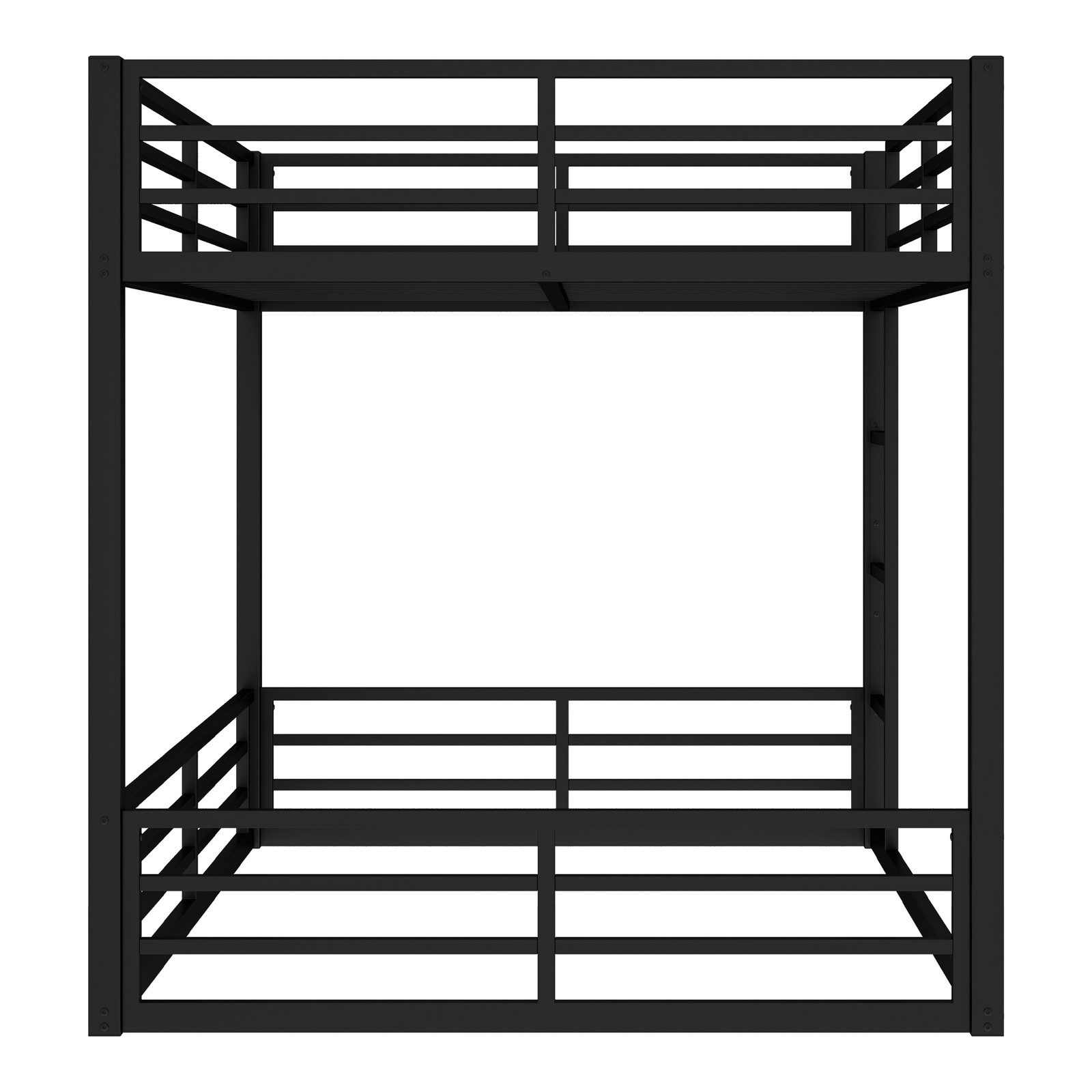 Metal Bed Frame Queen over Queen Bunk Bed for Teens and Adults Bedroom Black Bed