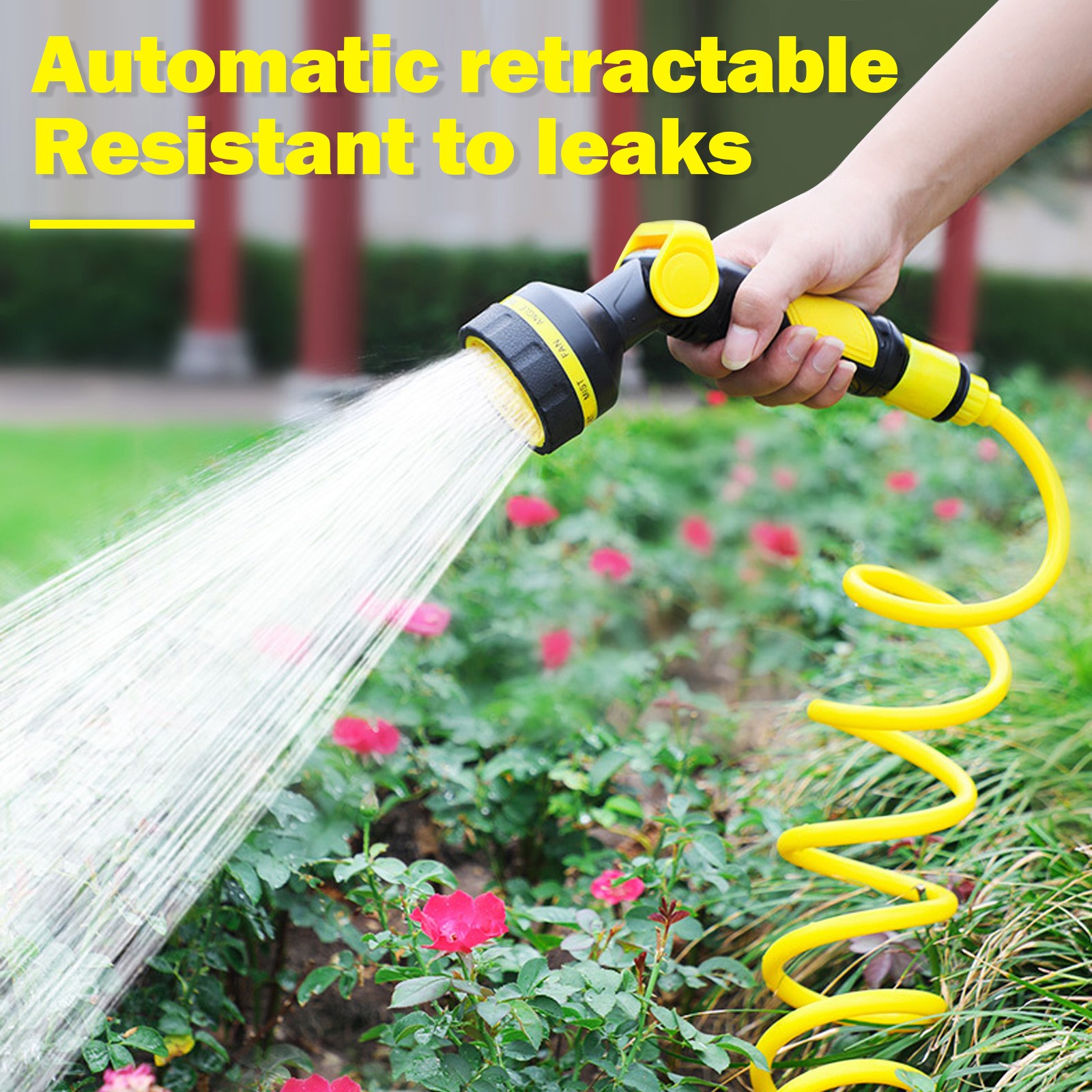 1/2″ Coil Garden Hose Curly Water Pipes & Sprayer for Boat Greenhouse/Yard/Patio