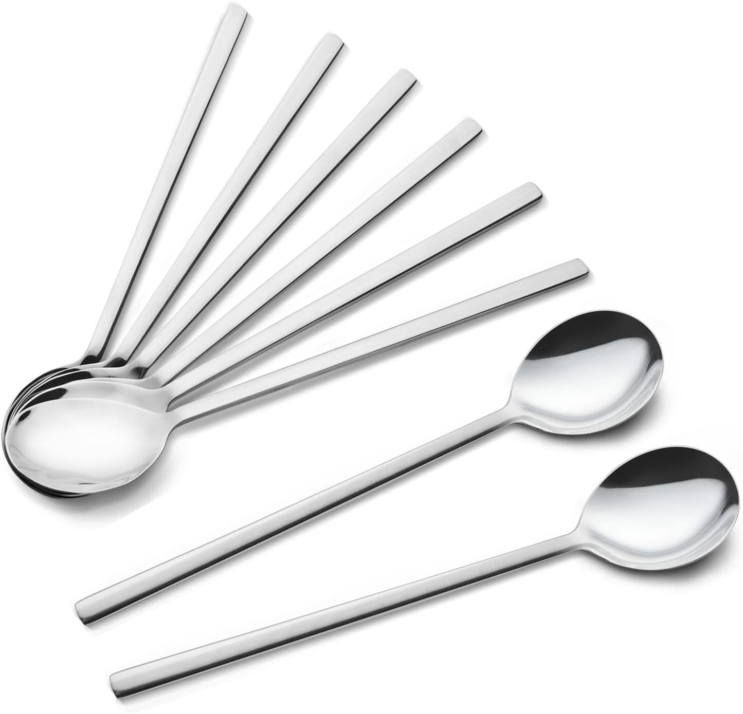 Spoons, 8 Pieces Stainless Steel Korean Spoons,8.5 Inch Soup Spoons with Long Ha