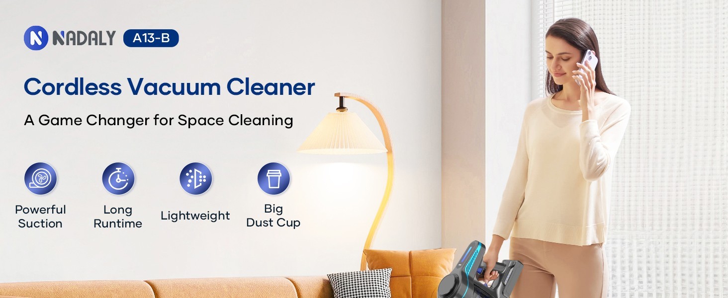 8-in-1 Cordless Vacuum Cleaner 1.5L Stick 45Kpa Lightweigh Rechargeable 45min