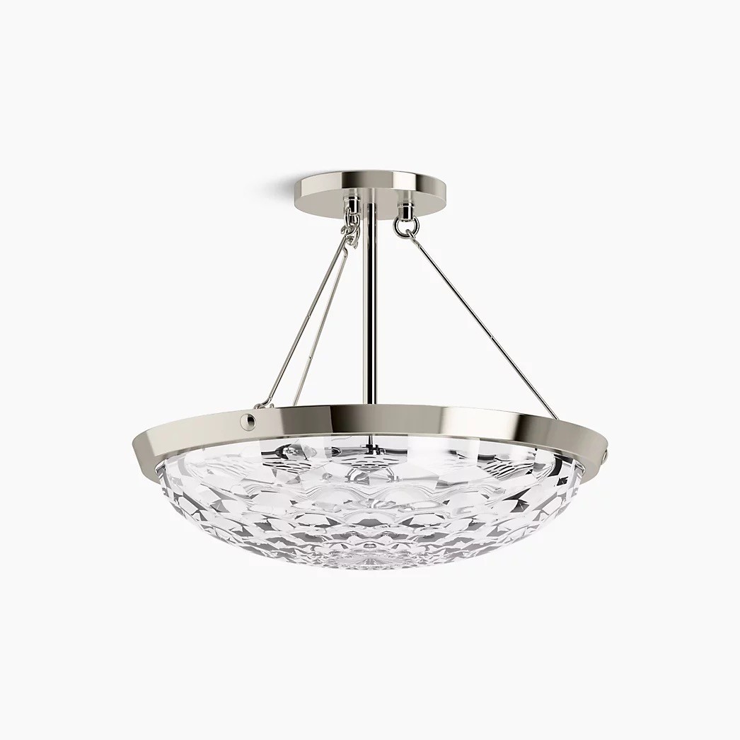 Kohler 29374-SF03B-SNL Arendela 15-1/2” 3 Light Semi Flush Mount Polished Nickel