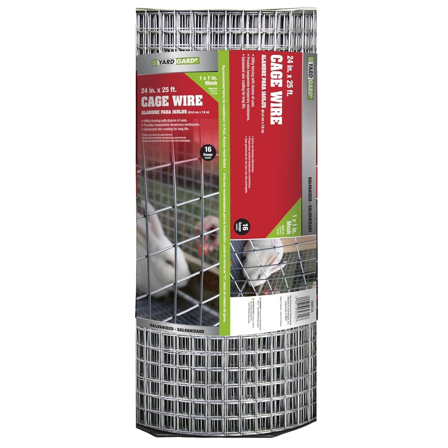1 in. Mesh Welded Wire Fence Roll, 24 in. x 25 ft., 16 Gauge Galvanized Steel…