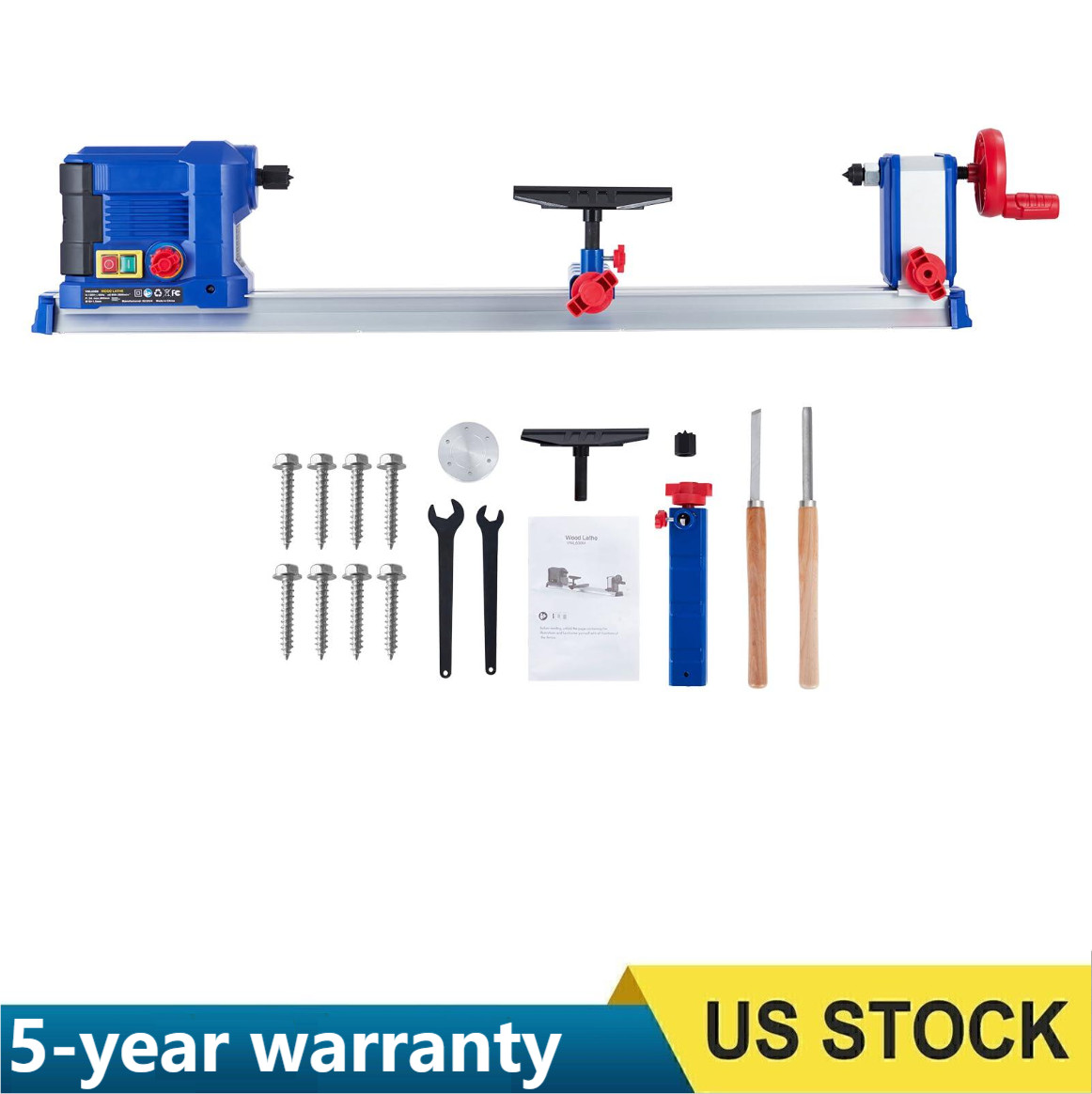 10″x24″ Benchtop Wood Lathe Machine 0.8HP 600W Wood Turning Lathe Variable Speed