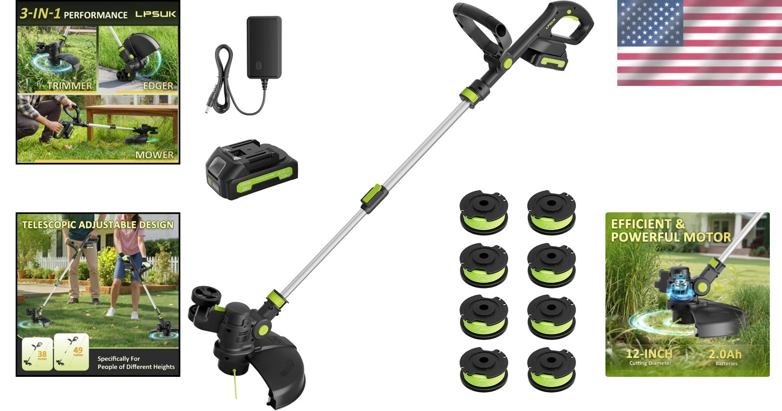 Powerful 8000RPM Grass Trimmer with Fast Charger–