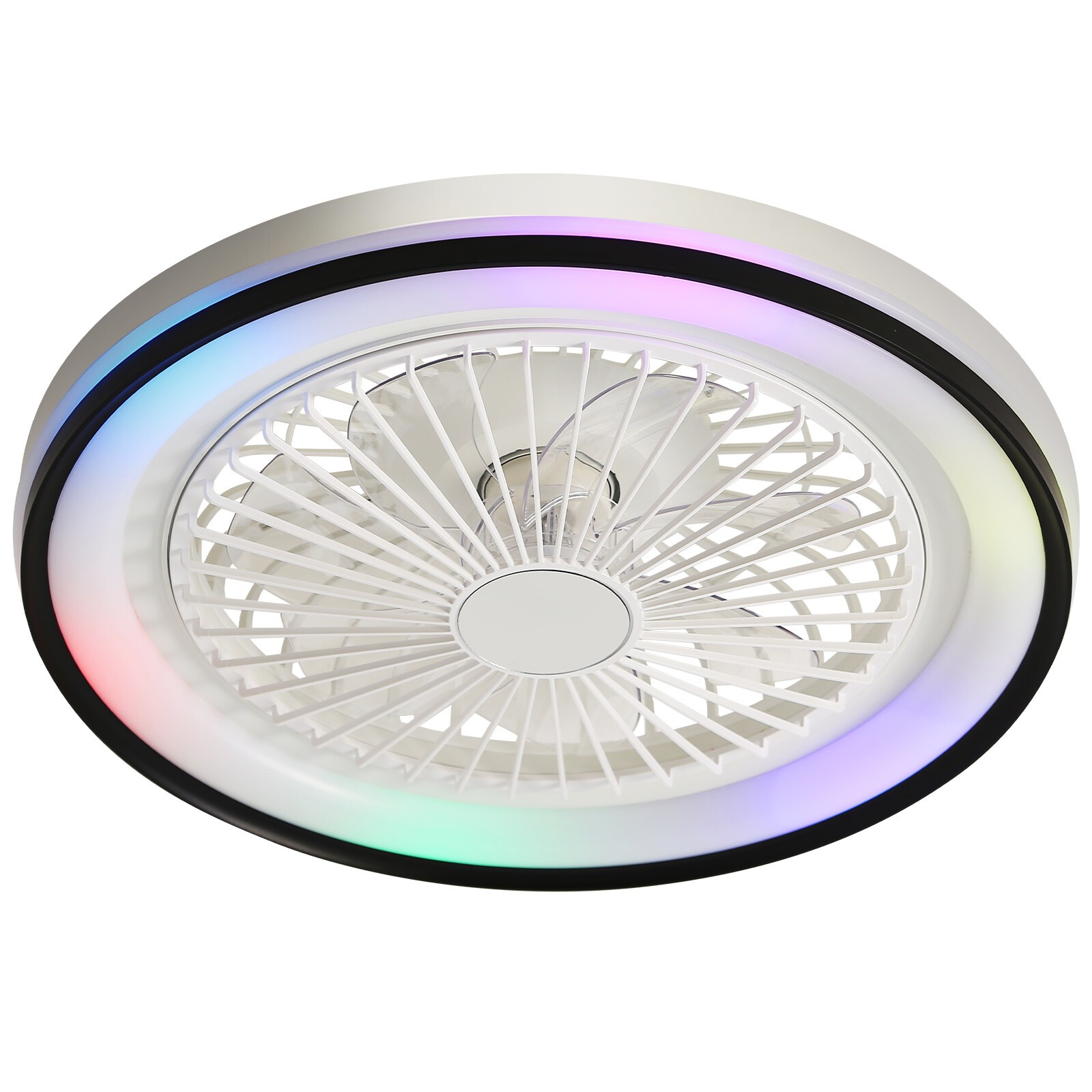 19in Flush Mount LED Ceiling Fan with RGB Light Remote & APP Control Fan Light