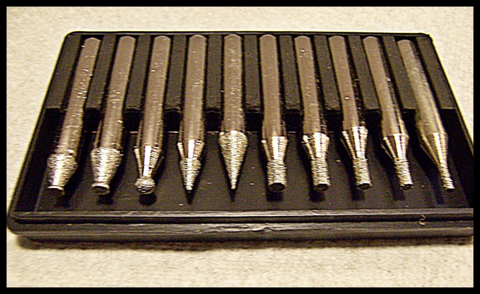 10 Piece Diamond Burr Bur Set Grind Shape Smooth Metal Small Projects Carve New
