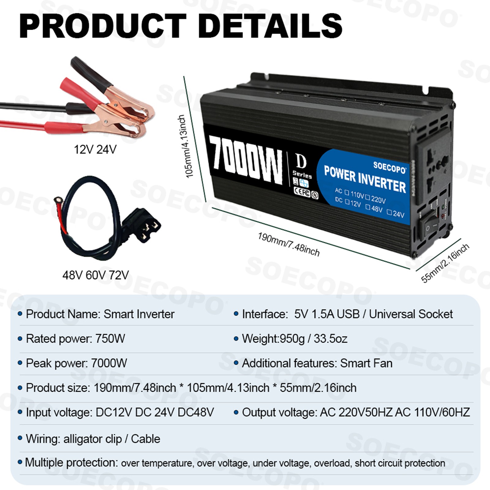 Complete 7000W Off-Grid Solar Kit 7000W Inverter 2pcs 300W Solar Panels 110V/220