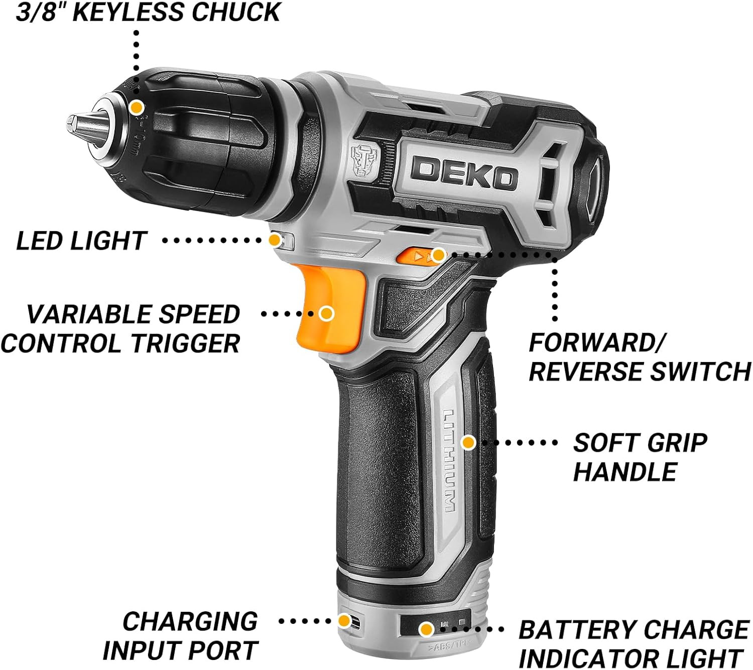 Cordless Drill: DEKO PRO 12V Power Battery Drill Set with Small Electric Drills