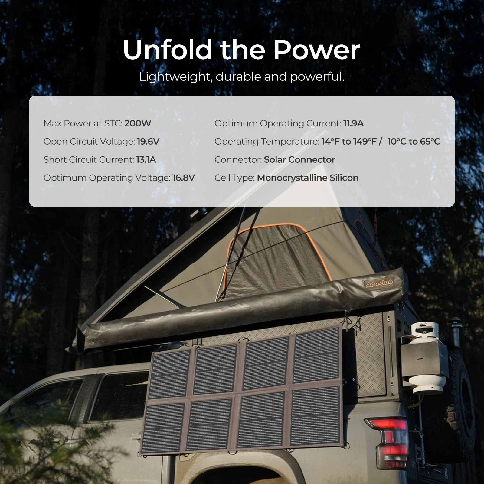 Renogy 200W Solar Panel Blanket Portable Solar Suitcase Foldable Solar Panel