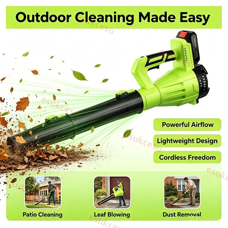 Cordless Leaf Blower 750CFM/200MPH & 6 Speed Levels Electric w/2 Batteries