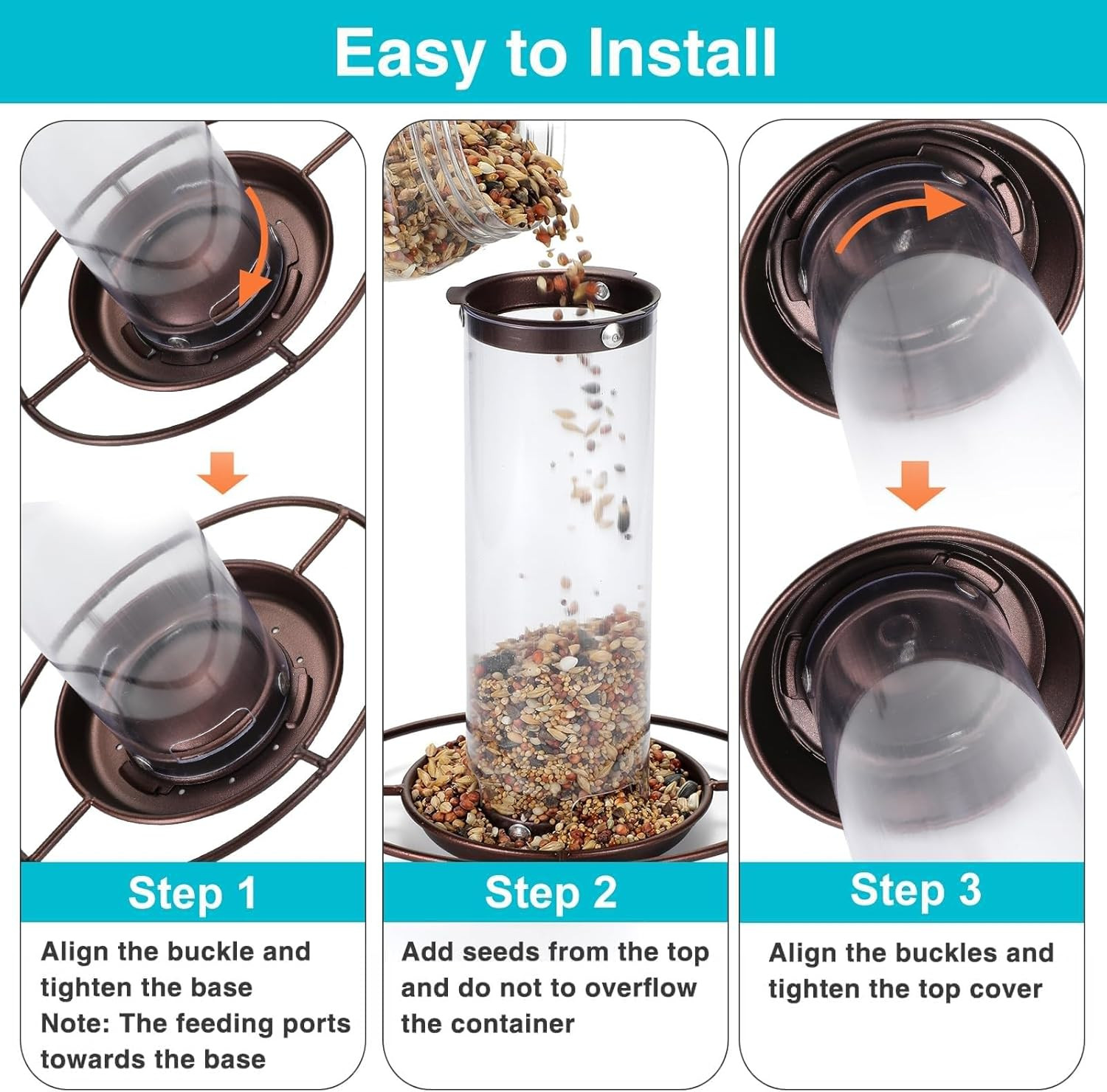 2 Pack Metal Wide Bird Feeders – Hanging Outdoor Bird Feeder with 1.6Lbs Capacit