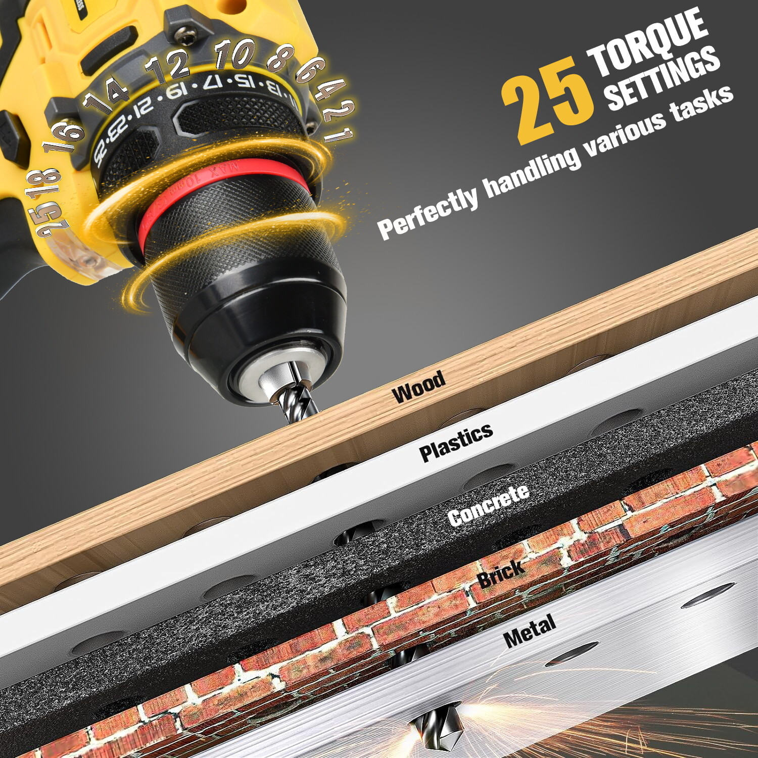 3/8″ Cordless Brushless Drill Driver for Dewalt 20V Max Battery TOOL ONLY