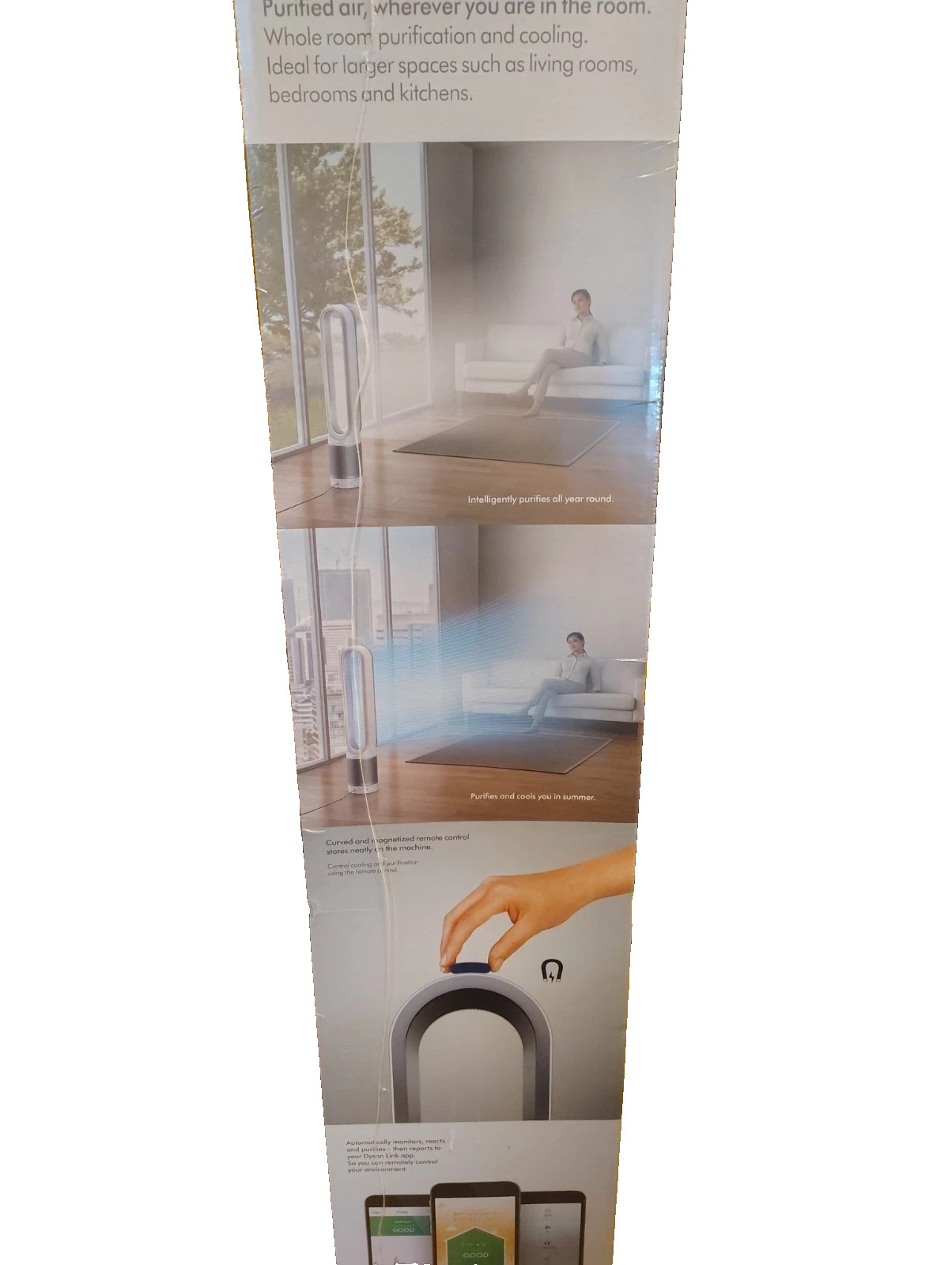 Dyson Pure Cool TP02 Wi-Fi Enabled HEPA Air Purifier and Tower Fan, White/Silver