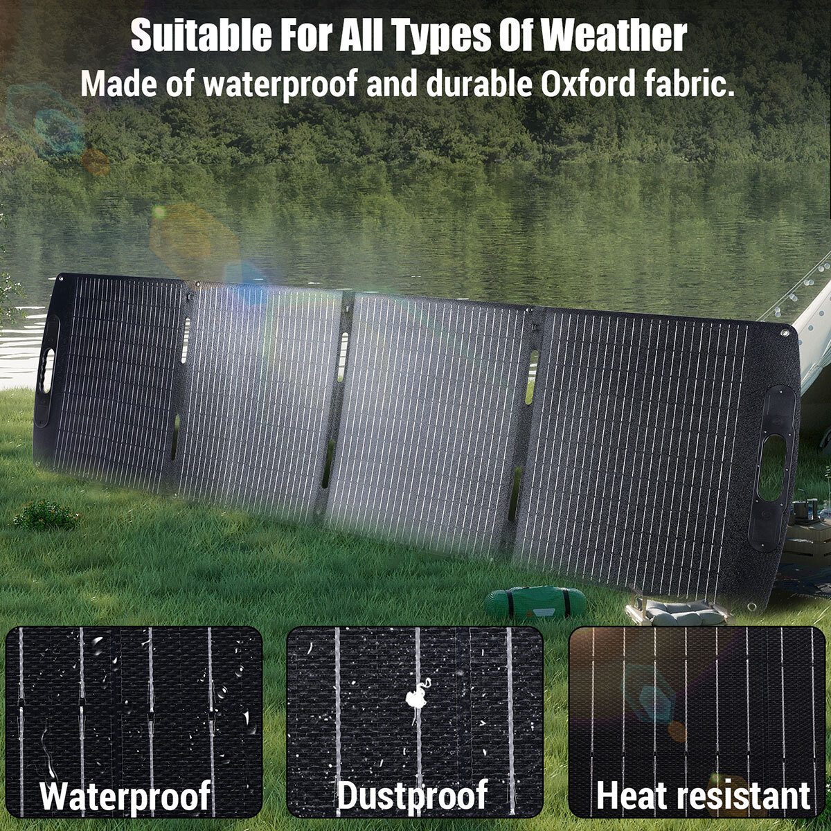200W Solar Panel Blanket Portable Solar Suitcase Foldable for Power Station RV