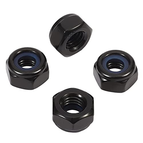 Nylon Insert Hex Lock Nuts Locknuts, 304 Stainless Steel 18-8 1/4-20 25 Black