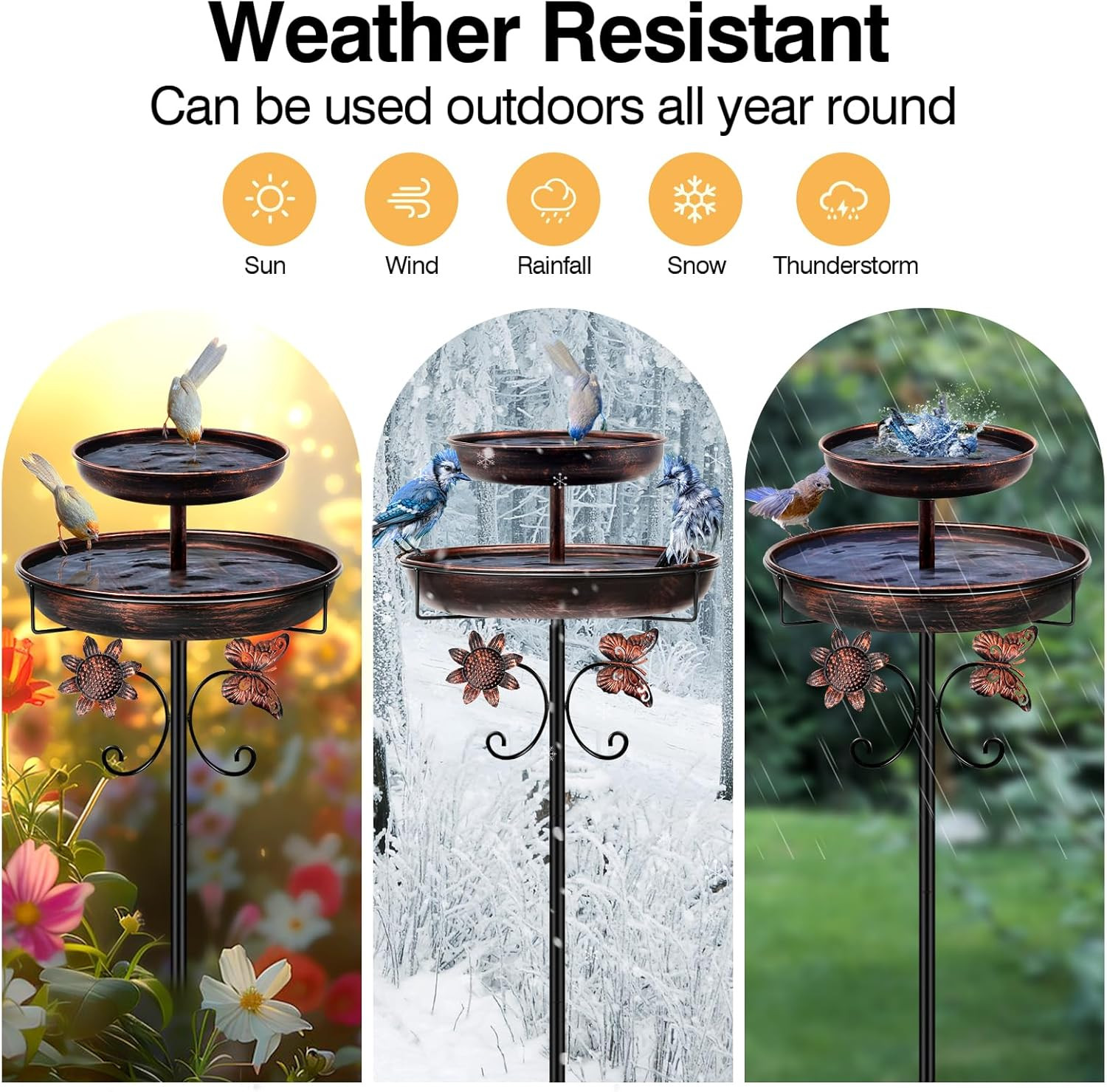 Upgraded Bird Bath for Outside, 42In Freestanding Birdbaths Feeder for Outdoors,