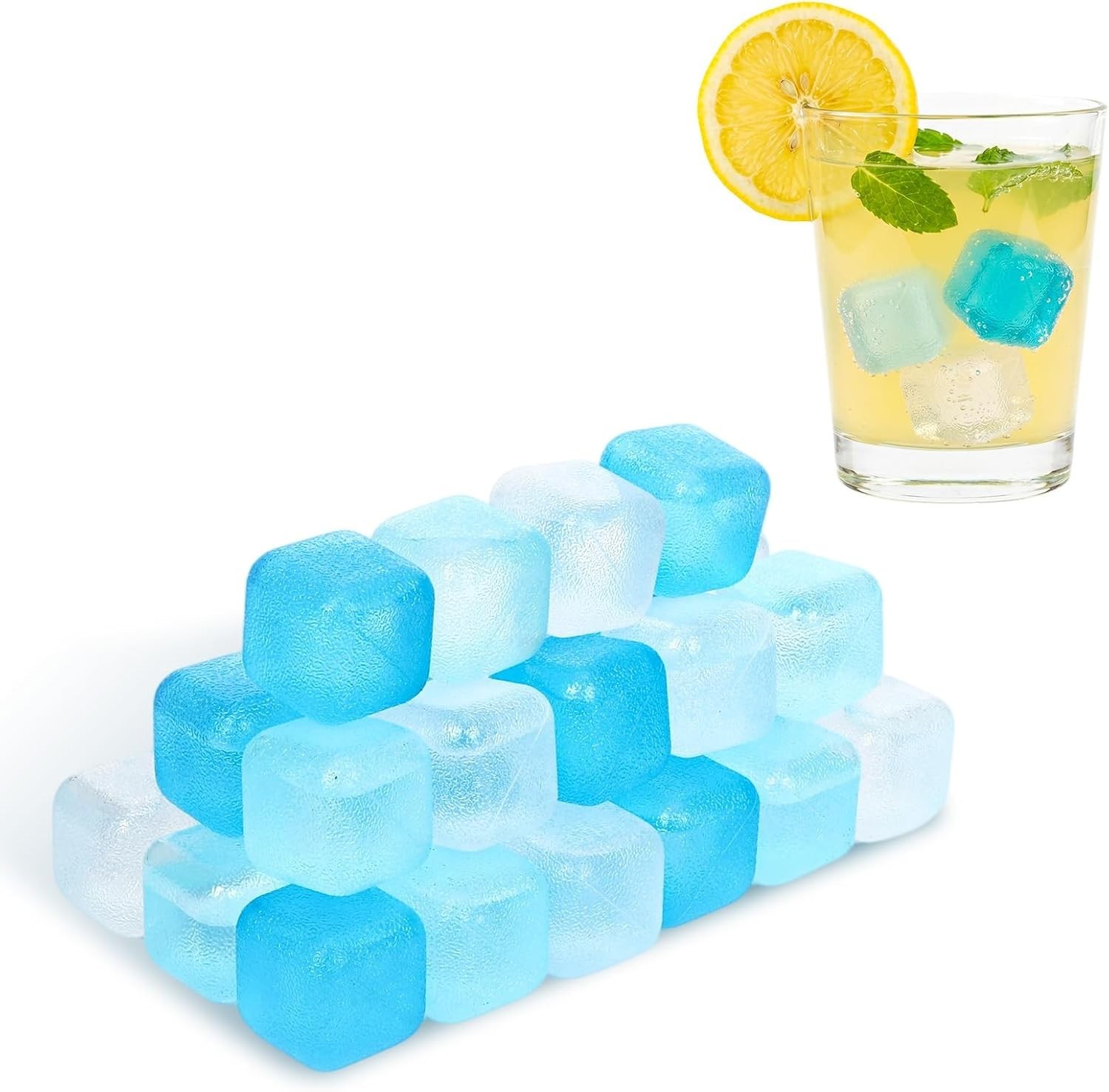 90PCS Reusable Ice Cubes, Refreezable Plastic Fake Ice Cubes | BPA-Free Ice C…