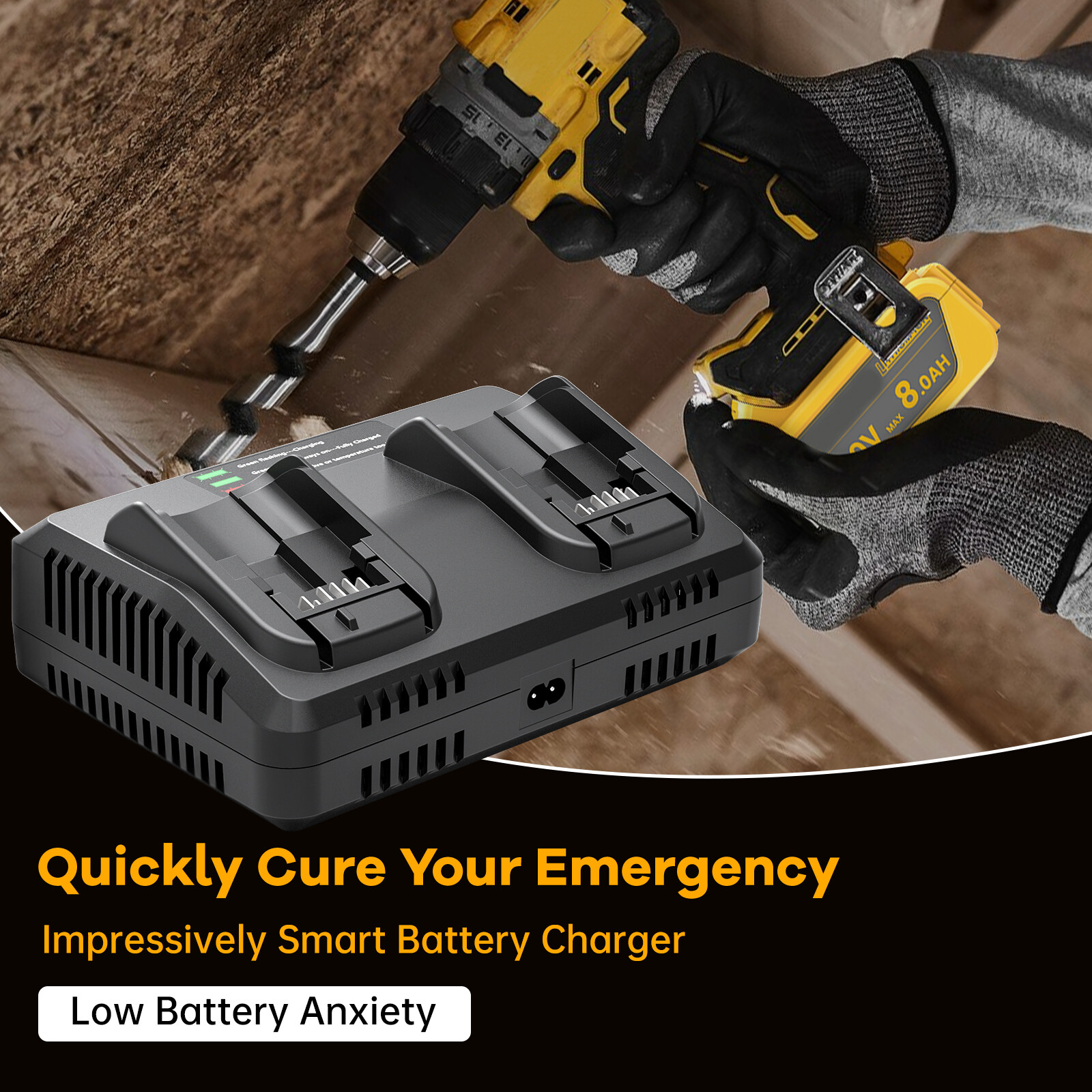 Battery Charger For Dewalt 20V 20 Volt Max Lithium Battery DCB206 DCB204 DCB208