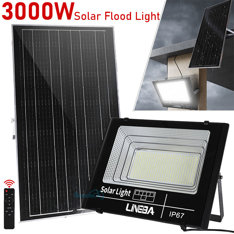 3000W 2000W Solar Lights Outdoor Security Flood Light Dusk to Dawn Solar Lamp