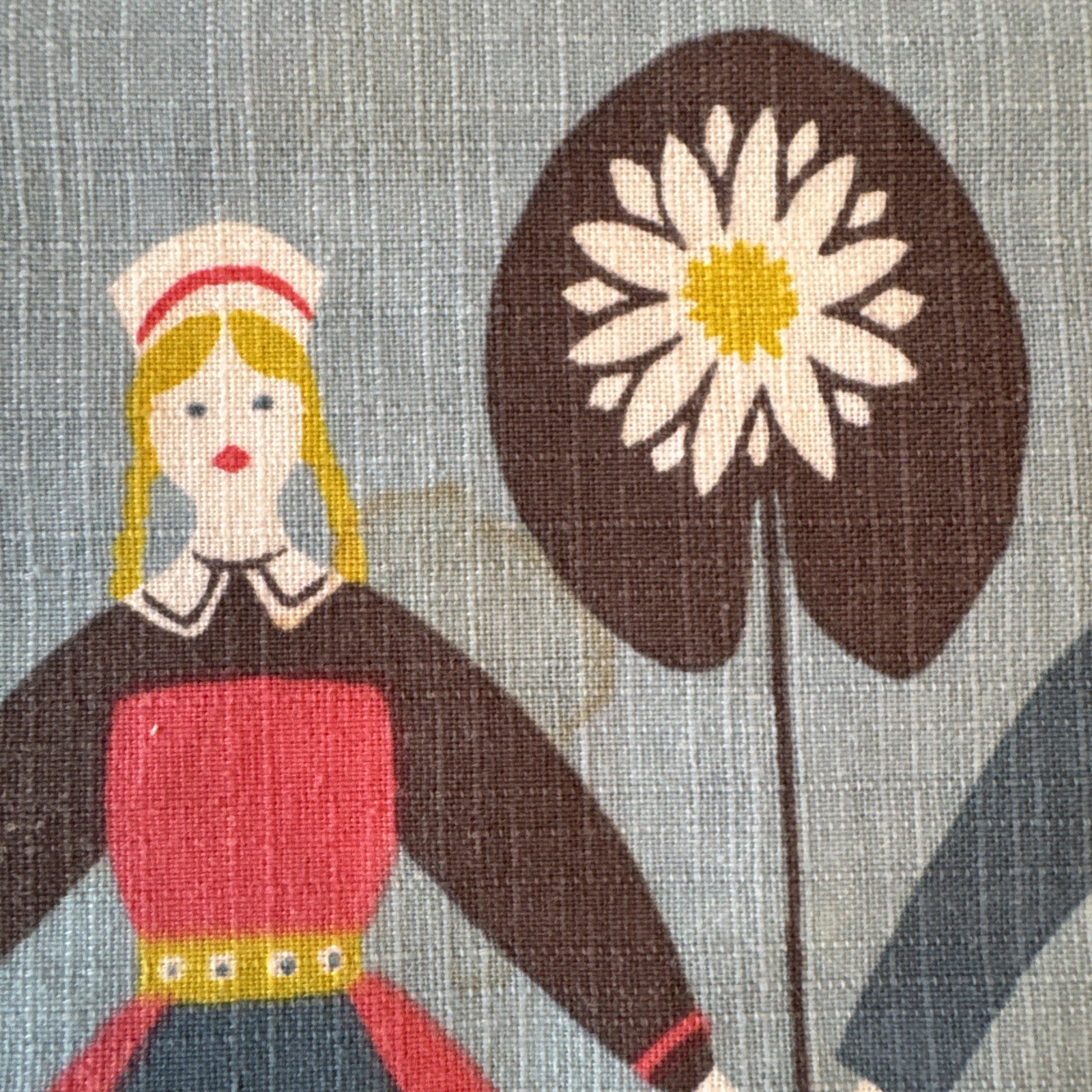 VINTAGE BRIT B. BREDSTROM ALMEDAHLS SWEDEN TABLECLOTH 33”x35” Folk Costume