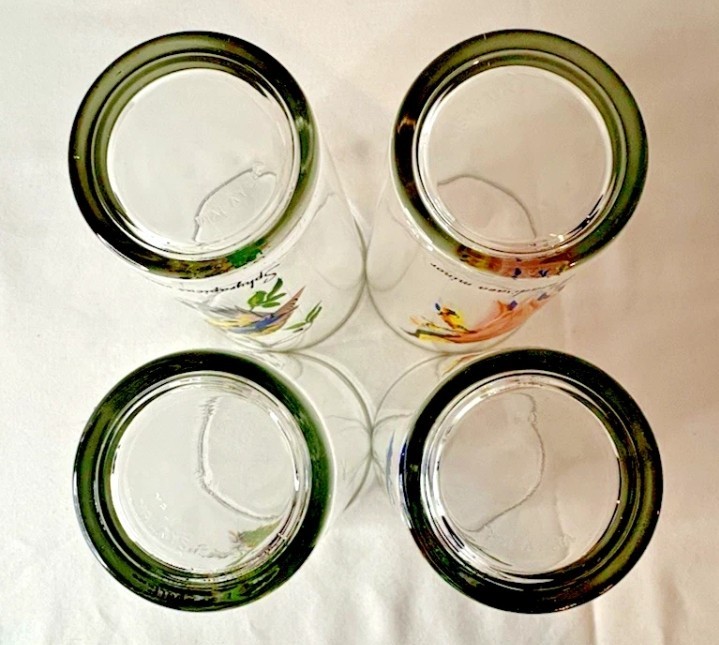VINTAGE Crystal Emporium Bird Glasses Set 4 Tumblers Exotic Birds KIG Malaysia
