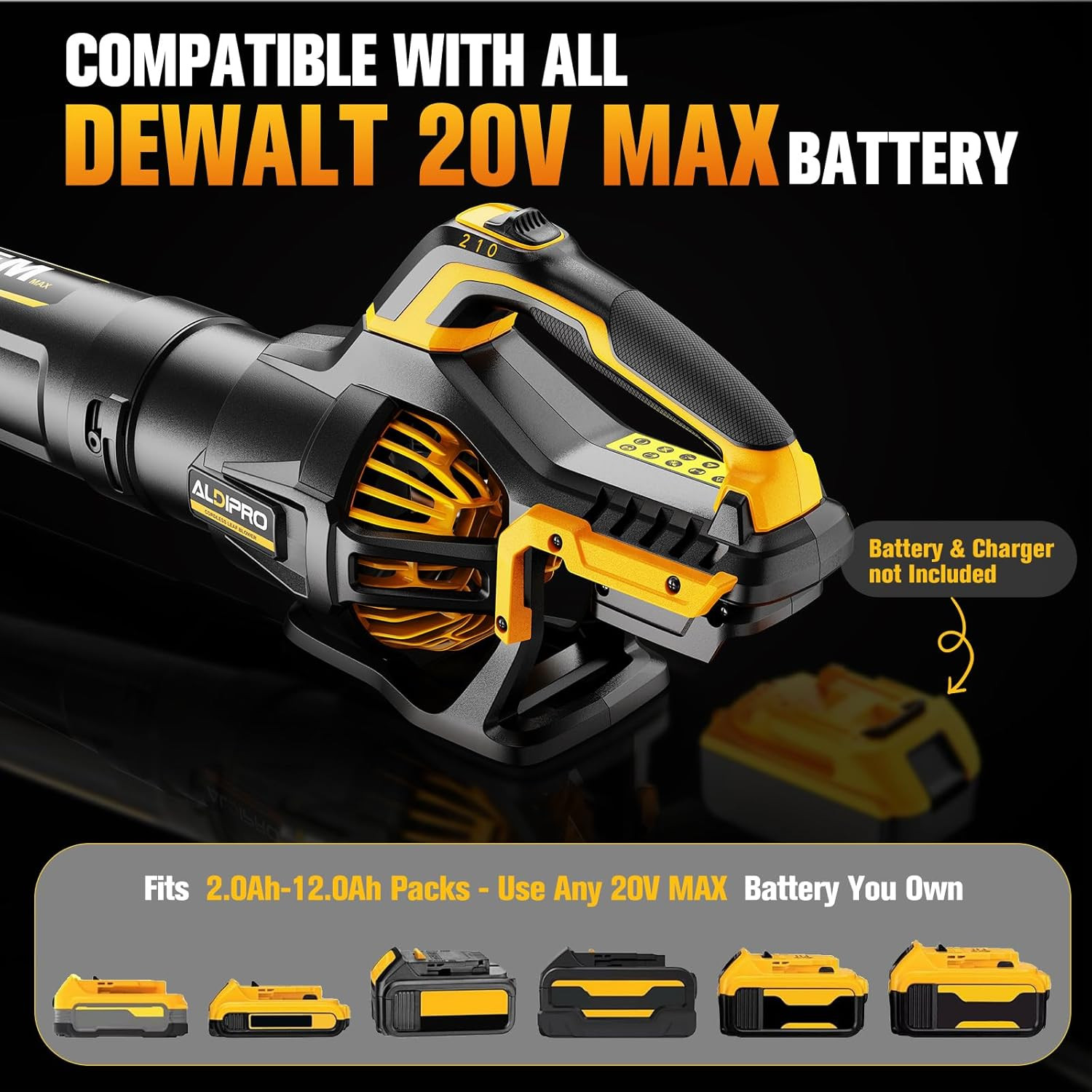 700 CFM Cordless Leaf Blower Compatible with Dewalt 20V Max Battery, 200 MPH Hea