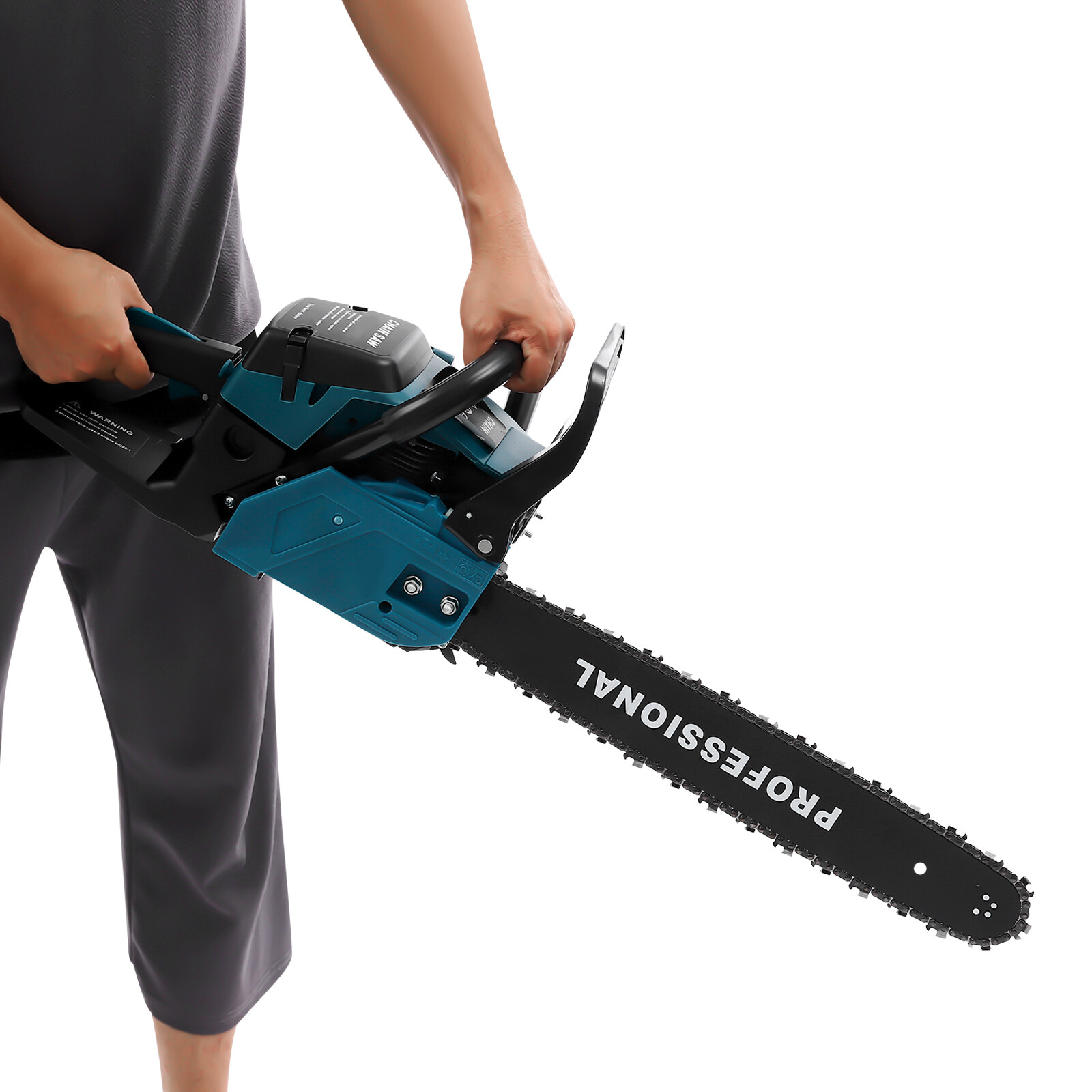 58CC Gas Powered Chainsaw with 20” Guide Bar Saw Chain 2-Stroke Engine Cut Wood