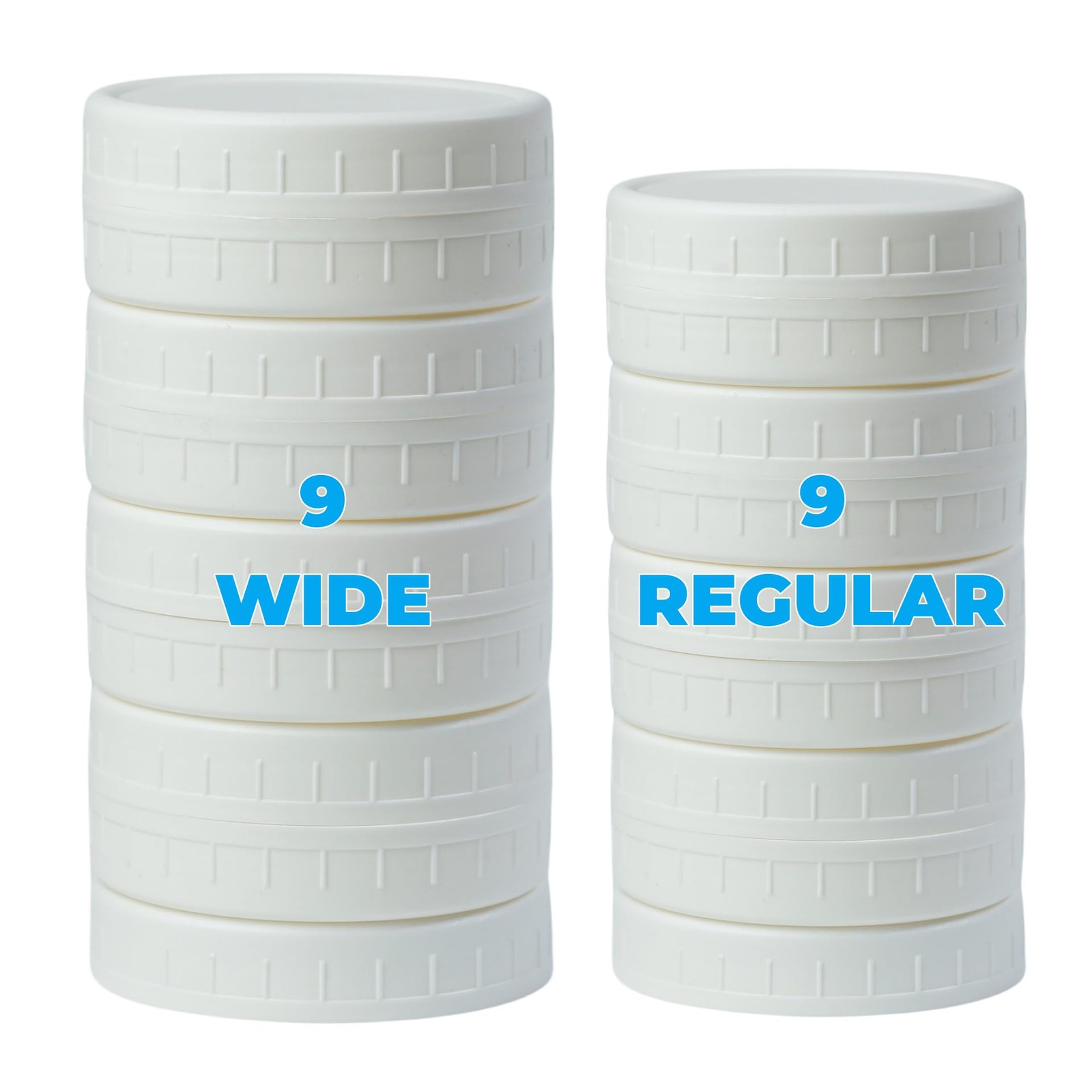 18 White Plastic Mason Jar Lids 9 Wide Mouth & 9 Regular Canning for Ball & Kerr