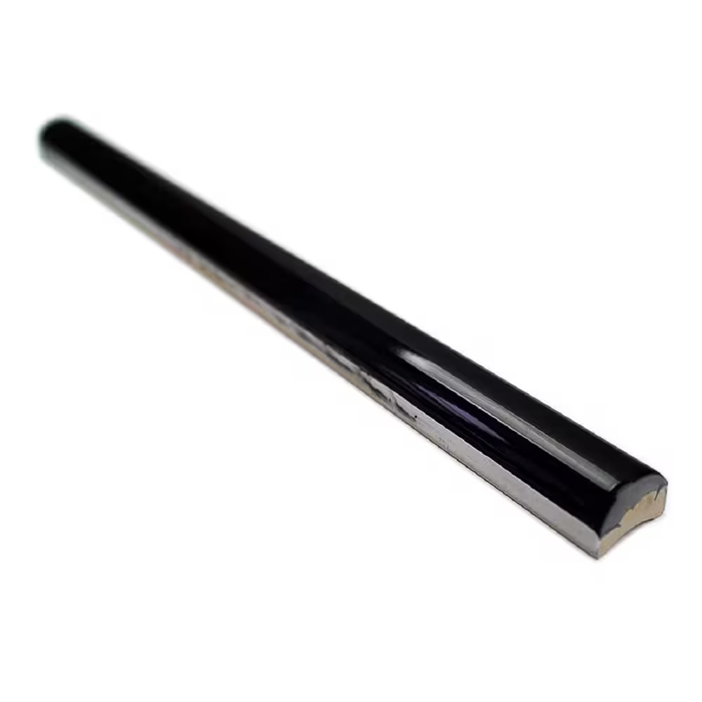 Catalina Black 0.75 In. X 12 In. Polished Ceramic Wall Pencil Liner Tile