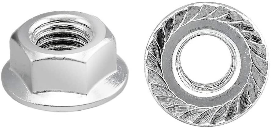 25pcs M6 Serrated Hex Flange Nut M6 Machine Screw Nut Zinc Plated (QLN1200)