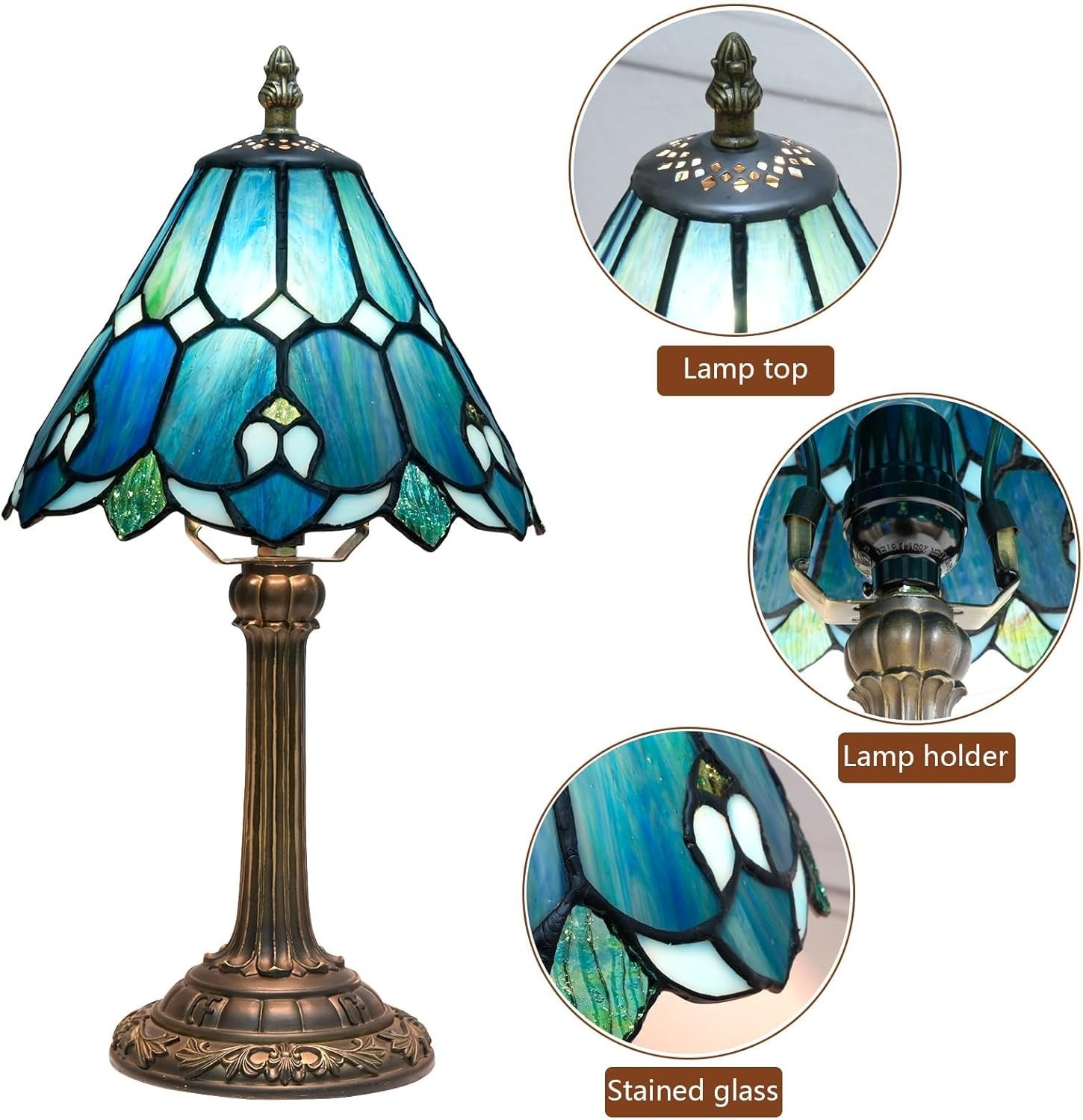 Tiffany Stained Glass Bedside Lamp – Cute Home Decor Gift for Any Room