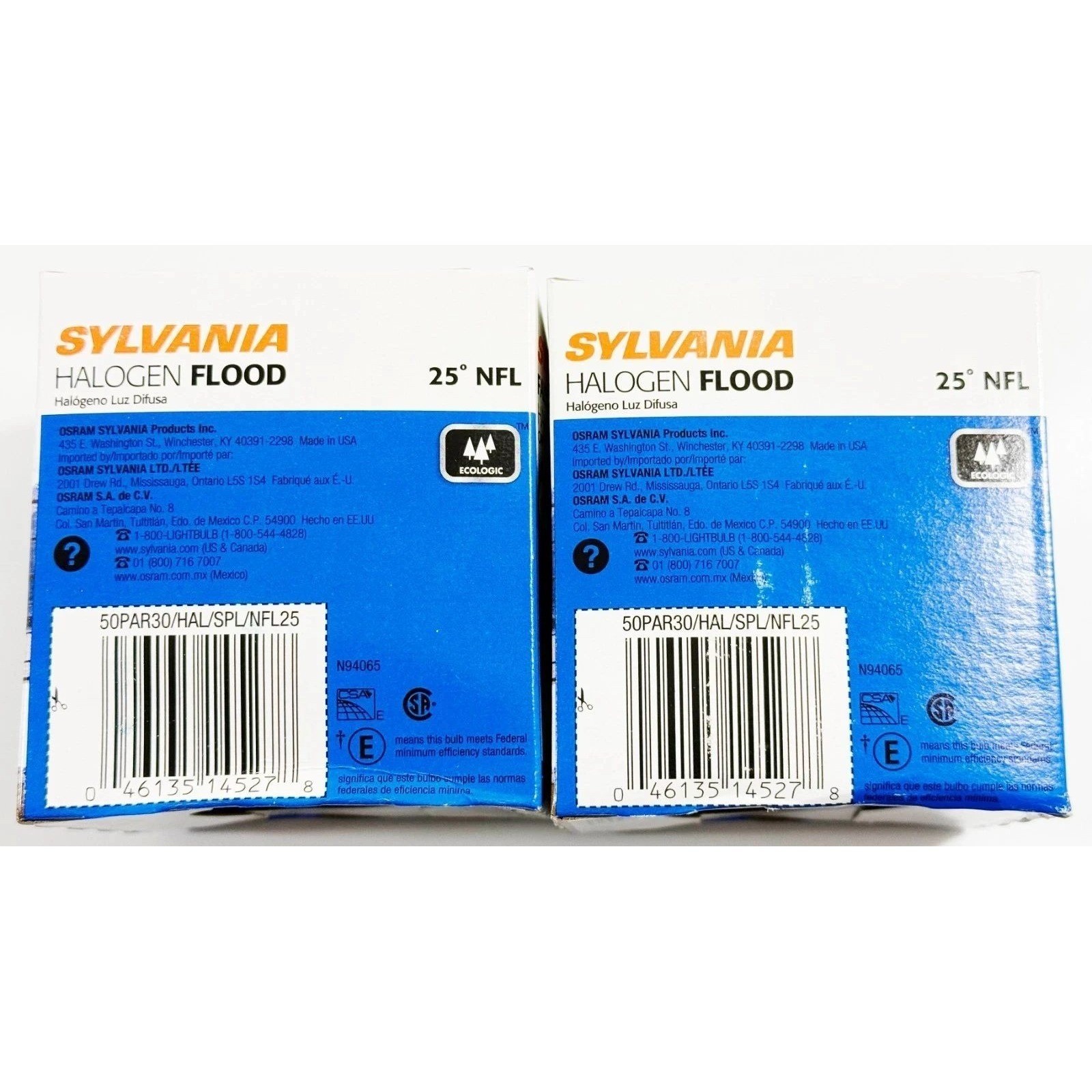 Sylvania Flood Light Bulbs 2 Pack PAR 30 50W 120V 25 Degree NFL 660 Lumens