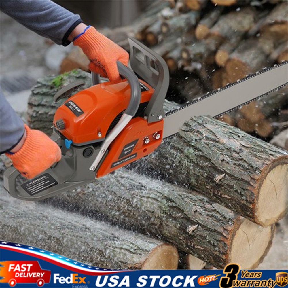 60cc Gas Powered Chainsaw with 22” Guide Bar Saw Chain 2-Stroke Engine Cut Wood