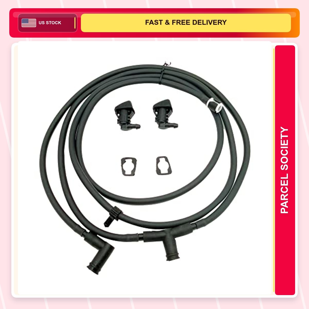 Windshield Washer Black 1.0 Count Nozzle Jet Hose Kit Ford Super Duty Replace